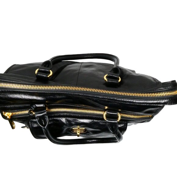 AUTHENTIC Badgley Mischka Black Leather‎ Handbag - Picture 3 of 8